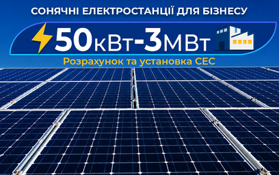 Сонячні електростанції для бізнесу від 50 кВт до 3 МВт